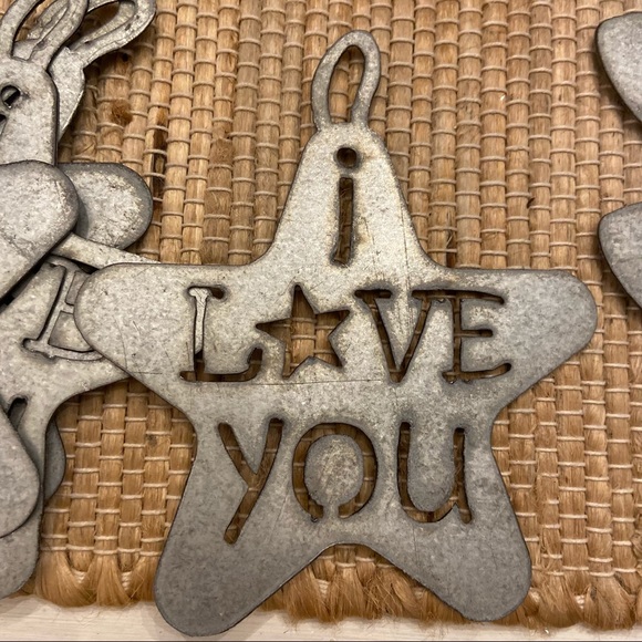 18 Farmhouse Rustic Galvanized Silver Christmas Ornament Lot - Picture 2 of 4